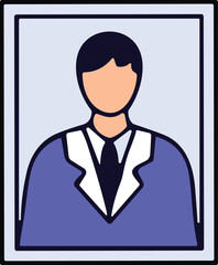 Professional profile portrait icon in frame, business avatar illustration, employee identification picture, corporate user symbol vector design