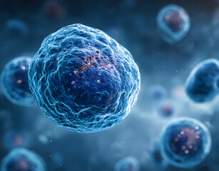 Blue cells under the microscope