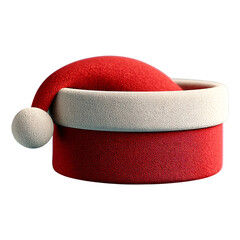 Realistic 3d render of a classic red and white santa claus hat on a solid on transparent background