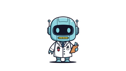 Cute Robot Scientist Assistant Flat Vector
