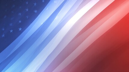 A vibrant abstract representation of the American flag with flowing red, white, and blue stripes, evoking a sense of patriotism and national pride.
