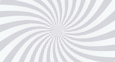 Grey with white swirls Comic Sunburst Background vector. Perfect for action-themed posters, gaming backdrops, superhero-style advertisements, and high-impact social media graphics.