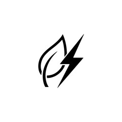 Green energy leaf and lightning bolt icon representing renewable power and eco-friendly electricity solutions, isolated symbol. isolated on transparent background