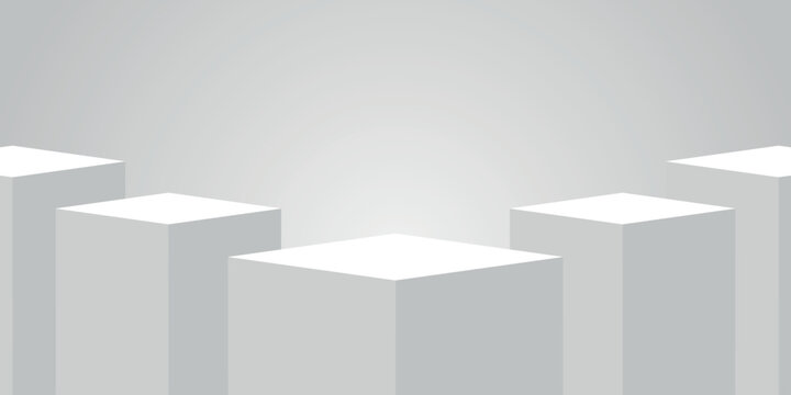 White abstract background with modern and futuristic 3D cube design. Simple podium background concept. VOL. 4