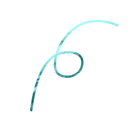 A turquoise metallic ribbon element creates a single curved loop, isolated on a white background.