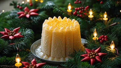 christmas decoration with candle and christmas tree