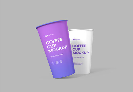 Realistic Disposable Coffee Cups Mockup