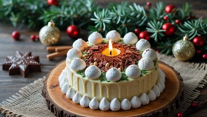 christmas cake with chocolate