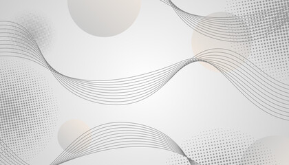 Abstract White Background with Lines, Dots, and Spheres