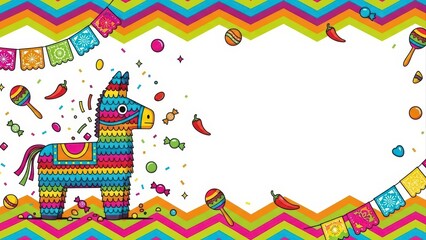 Vibrant Mexican Fiesta Celebration with Pi?ata and Festive Decorations.