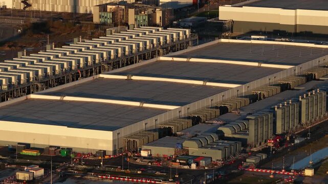 Aerial View of Data Center Computing Power Infrastructure.