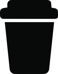 This graphic features a simple and modern silhouette of a coffee cup, ideal for representing beverages, caf&eacute;s, and take-out drinks. The sleek design emphasizes on-the-go coffee culture, making it suit