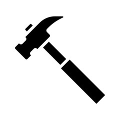 Solid Black Claw Hammer Tool Silhouette Icon
