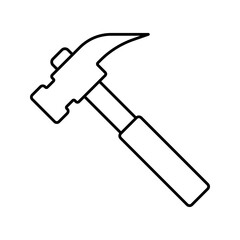 Outline Claw Hammer Tool Line Art Icon
