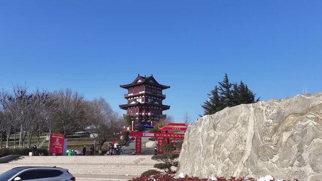 Sanmenxia Traditional Chinese Pagoda Scenic Landmark