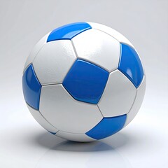 Fototapeta premium 3D soccer ball, white with glossy blue panels