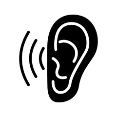 Ear Sound Waves Icon Black
