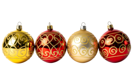 Four intricately decorated vintage christmas ornaments against a dark background
