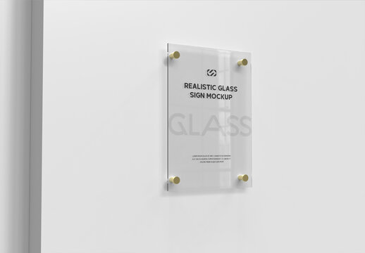 Realistic Glasss Sign Mockup