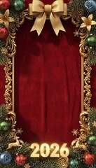 Luxury christmas frame for new year design 2026 festive background elegant setting holiday celebration