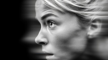 Blonde haired woman female individual possessing fair hair features distinctive light colored strands