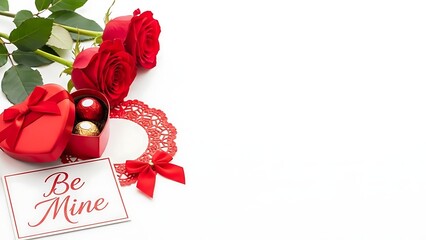 Valentine's Day gift box with red roses and a sweet message, celebrating love and romance