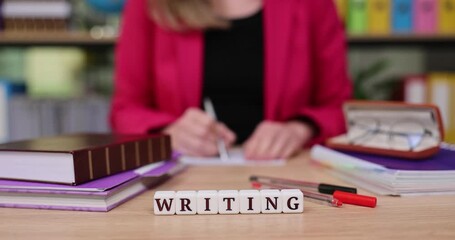 Creative expression unfolds as a writer pens thoughts in a cozy study