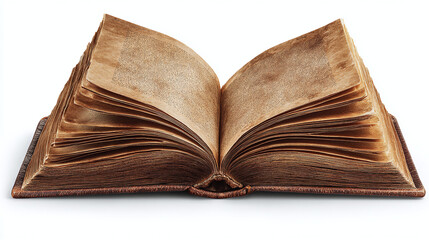 An aged, open book with weathered pages. The book's aged appearance suggests a long history filled with knowledge 