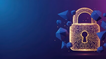Digital Padlock Security Concept with Abstract Geometric Shapes.