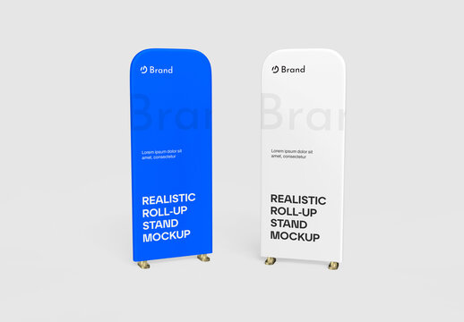 Realistic Roll-Up Standee Banner Mockup