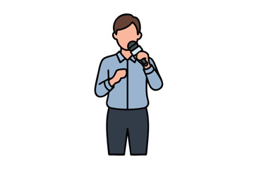 Man Speaking into Microphone Illustration