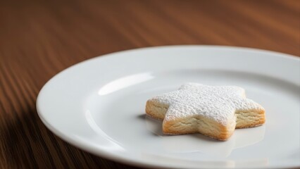 Star-shaped sugar cookie on a white plate.