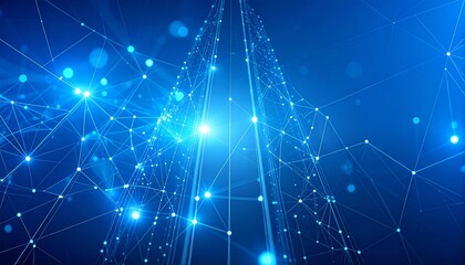 Vibrant blue network connections with glowing nodes and lines