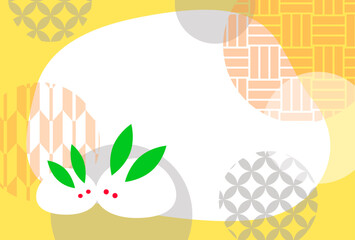 雪うさぎの寒中お見舞いはがきテンプレート（文字無し）