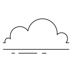 Two clouds above stylized ground lines. Represents heavy cloud cover, overcast, or dense foggy weather conditions. Clean, simple, and minimalist style.