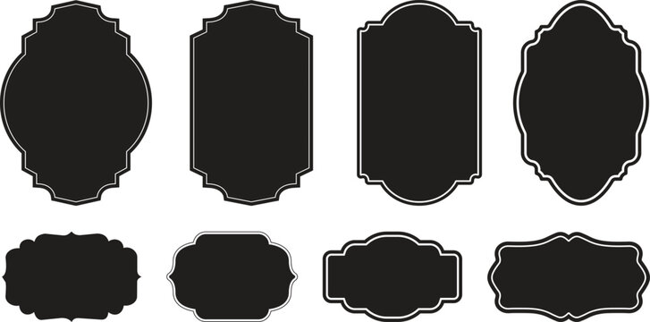 Set of vintage label and badges shape collections. Vector illustration. Black template for patch, insignias, overlay.
