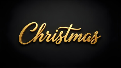 Obraz premium Golden christmas text on a dark background, elegant script typography for holiday greetings and festive designs