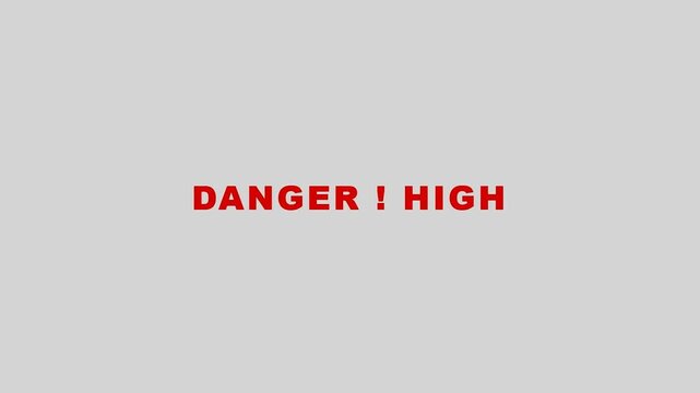 Danger High Voltage Warning Text Animation on White Background.