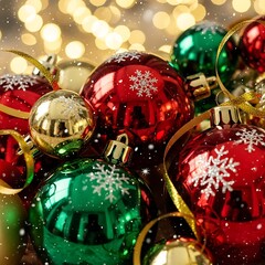 Festive Christmas Ornaments and Baubles &ndash; Holiday Decoration Still Life 