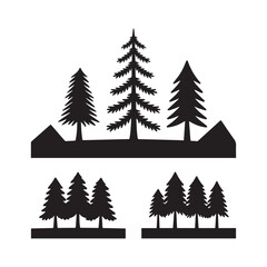 Fototapeta premium Black Pine Trees Forest Silhouette Vector Pack for Outdoor Landscape Design.