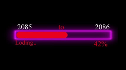  Simple loading bar 2085 to 2086 icon animation Loading bar and percentage Futuristic progress loading bar 0-100 percent .Simple loading bar icon animation on dark background 4k motion video..