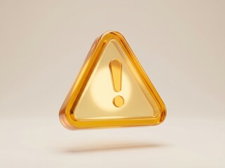Glossy amber warning symbol with exclamation mark

