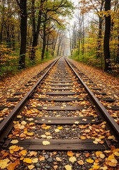 Autumnal Railway - A Path Through the Forest.