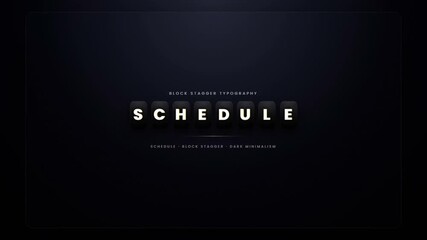 Schedule text on a dark background ideal for event intros and corporate presentations.