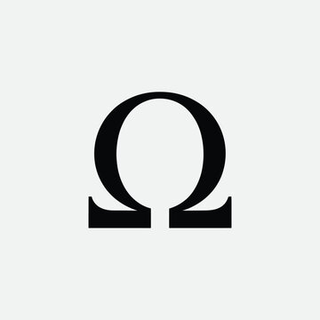Black omega symbol on a light gray background