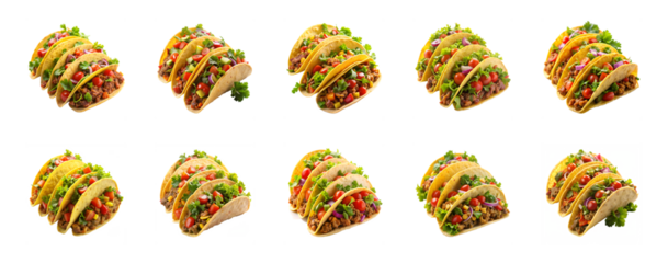 Collection of Tacos isolated on transparent background