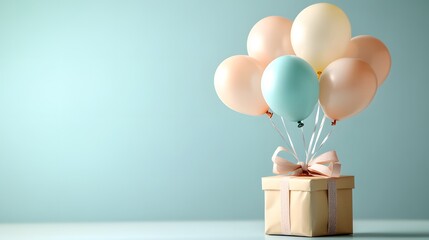 Copy Space Celebration Scene: Bright Balloons and Wrapped Gift