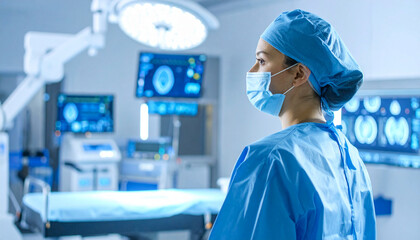 Surgeon in Operating Room with Medical Equipment