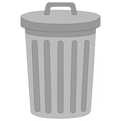 Trash Can Clipart – Gray Cartoon Bin with Lid & Handle for Cleanliness, Sanitation & UI Designs