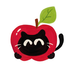 Smile Apple Cat illustration 